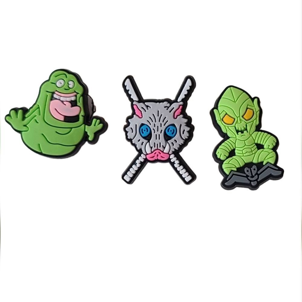 Monsters 3-pc Rubber Shoe Charms Croc Ghostbusters Slimer Green Goblin Cartoon